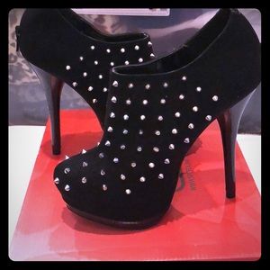 Black bootie with silver studs worn once